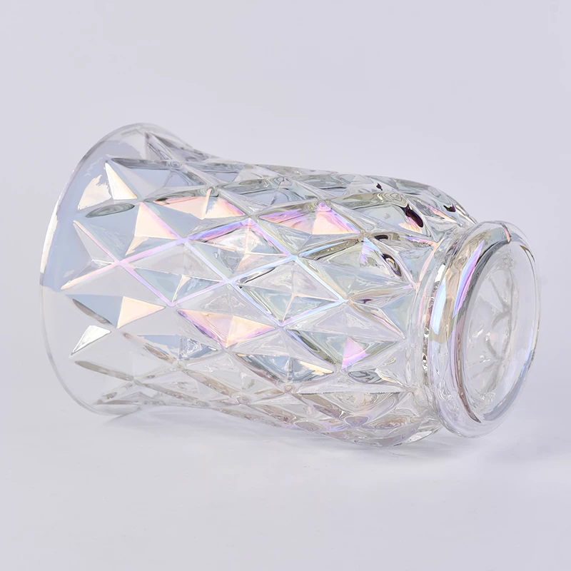 iridescence diamond glass candle jar