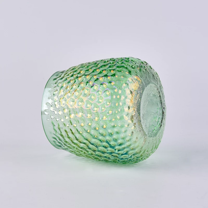 17oz green ion plating candle jar with debossed dot pattern