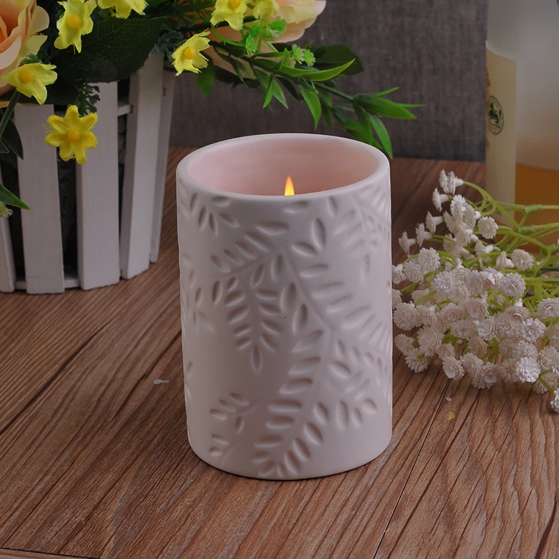 White ceramic decorative candle holder