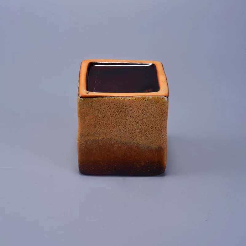 square ceramic candle container