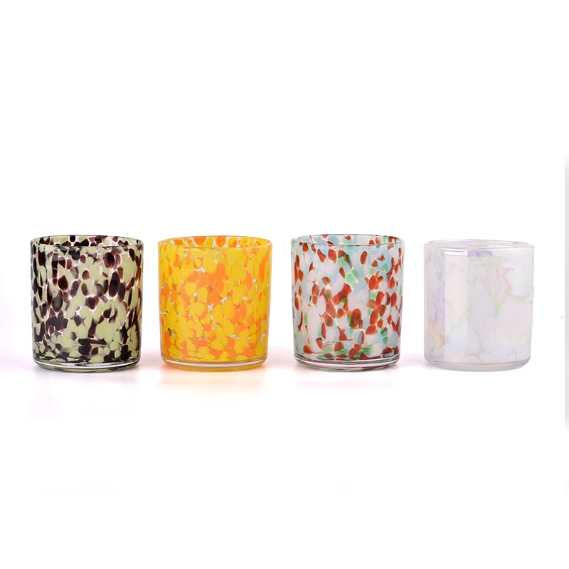 New white glass candle jars with colored-plating effecting candle vessels
