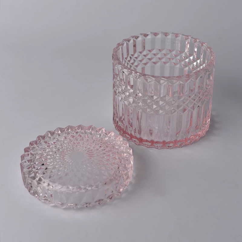 luxury diamond glass candle jar with lid