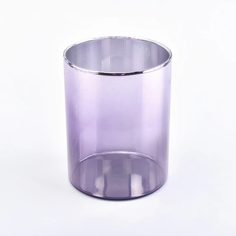 Ion plating luxury purple glass candle holder