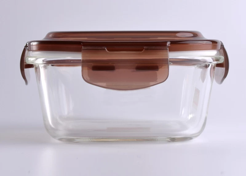 487ml Rectangle Food Storage Glass Container with Blown Lid