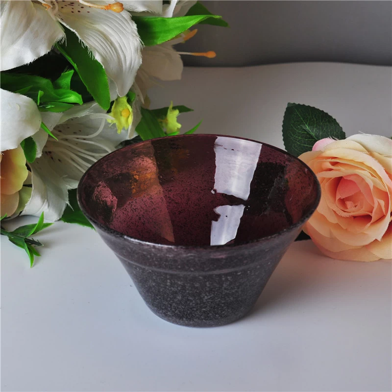 Best selling creative purplish red colored glass candle container