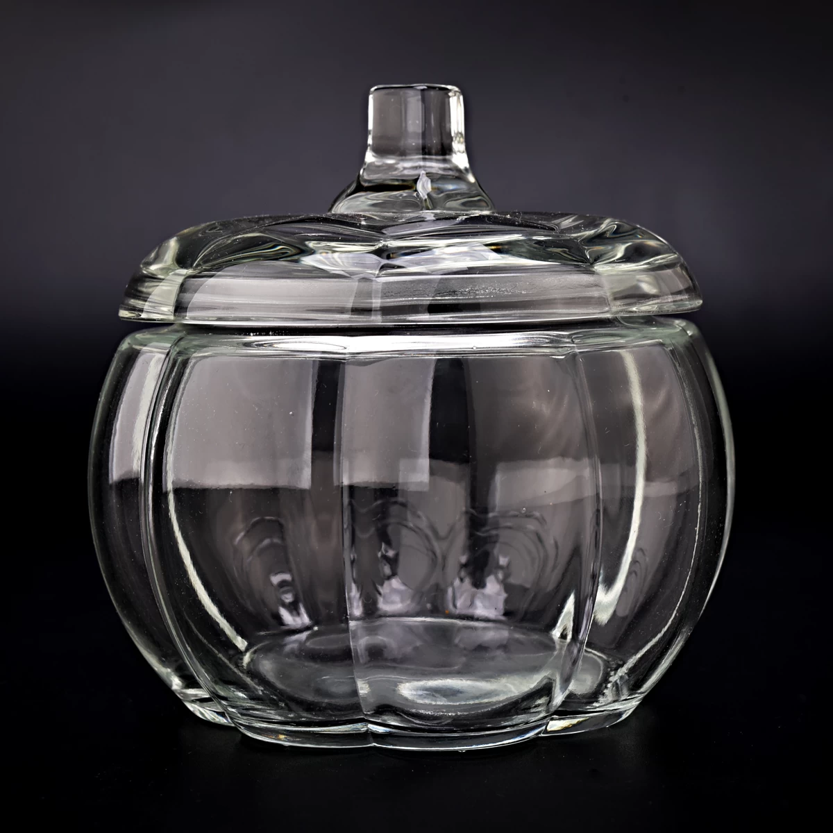 14oz clear pumpkin-shaped glass candle jar with lid supplier