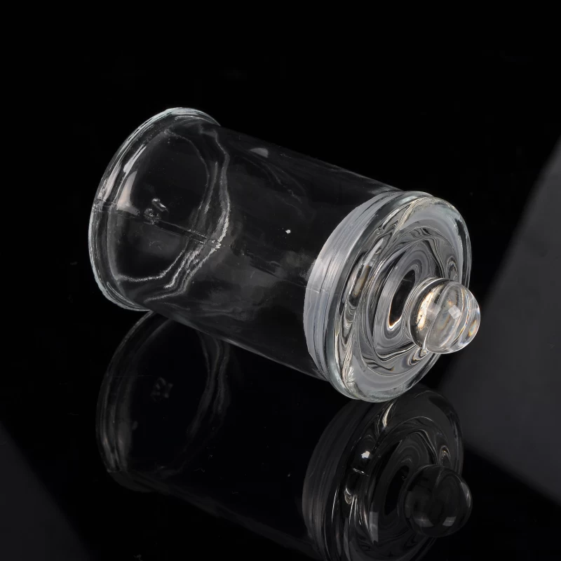 Clear glass candle jar with lid wholesale