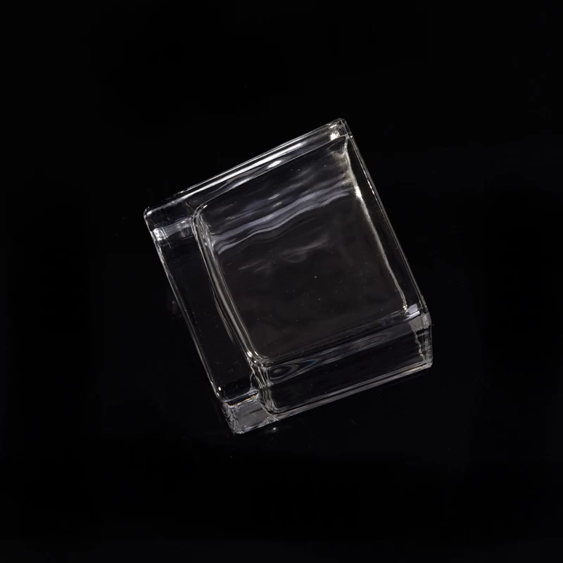 Mini Square Cube Shaped Clear Replacement Glass Candle Vessel
