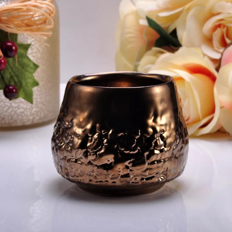 Unique home decor copper ceramic candle holder 
