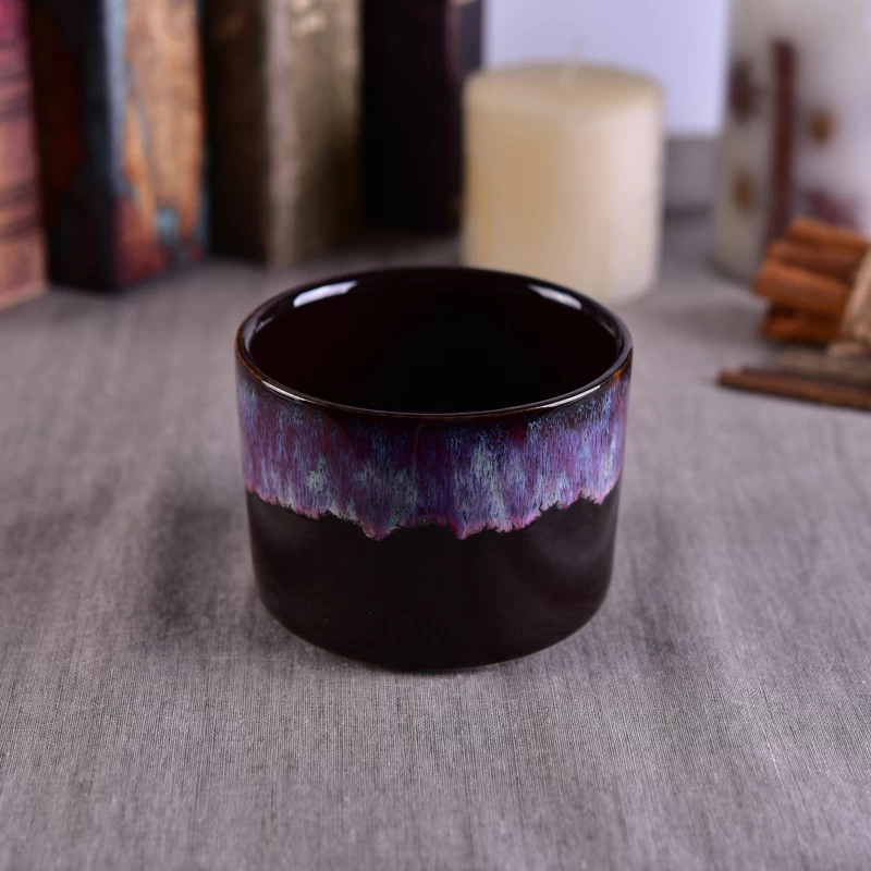 Newly colorful transmutation glaze home decor ceramic candle jar 
