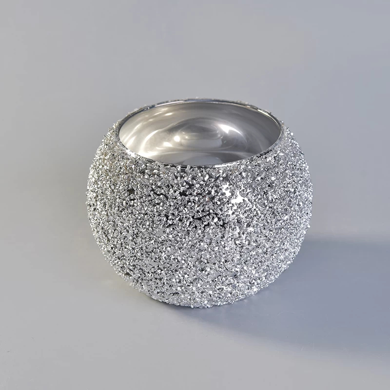 Unique design silver ball-shape glass candle vessels