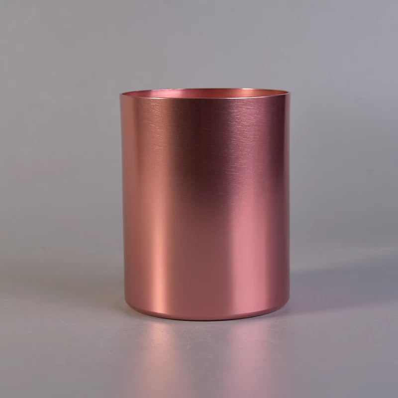 Rose Gold Electroplated Straight Sided Metal Candle Holders