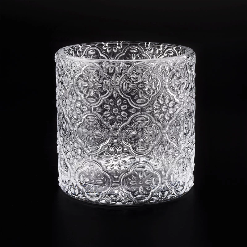 embossed glass candle holders