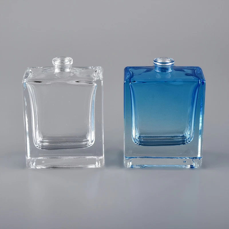ombre blue square glass perfume bottle