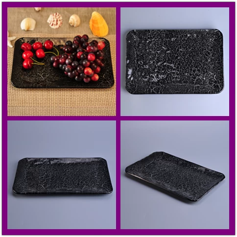 Luxury Long Black Stone Patten Glass Sushi Plate