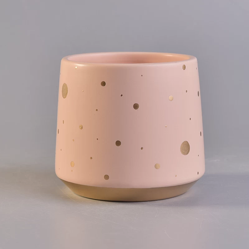 Gold dot print unique design ceramic candle jars wholesale