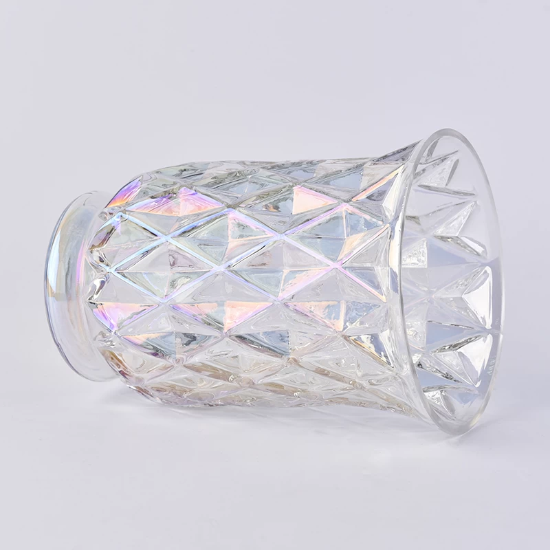 Colorful diamond glass candle holder