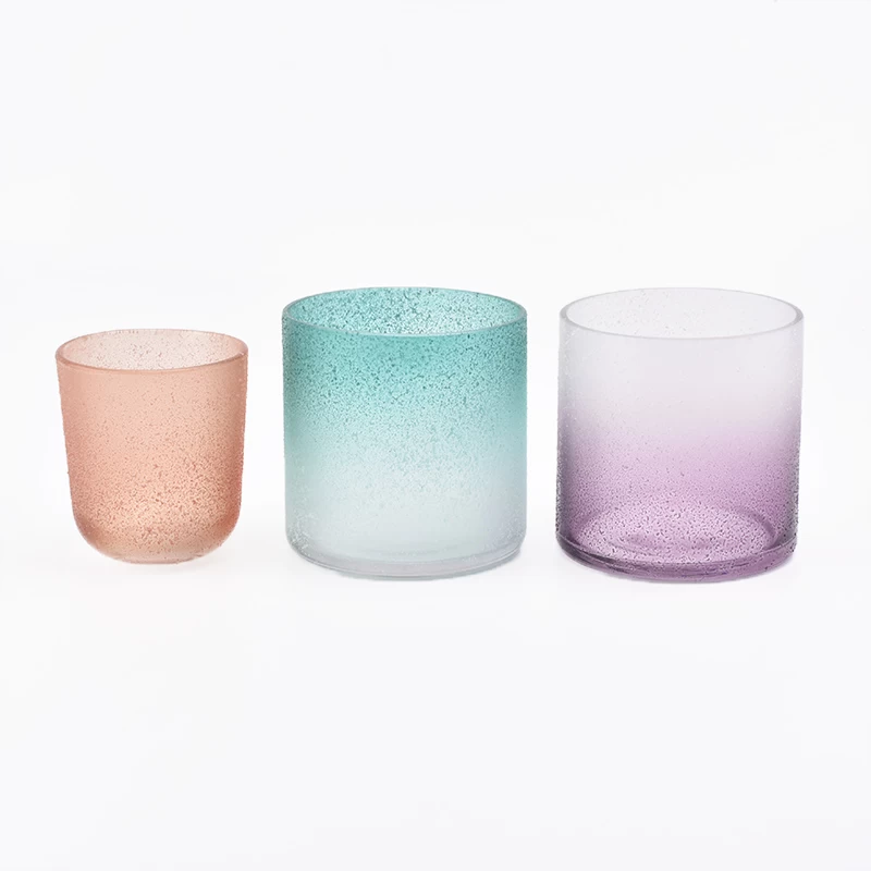 frosted colorful glass candle jars