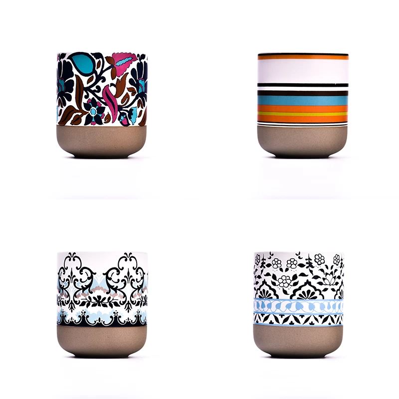 Unique design colored custom ceramic candles vessel container porcelain jars