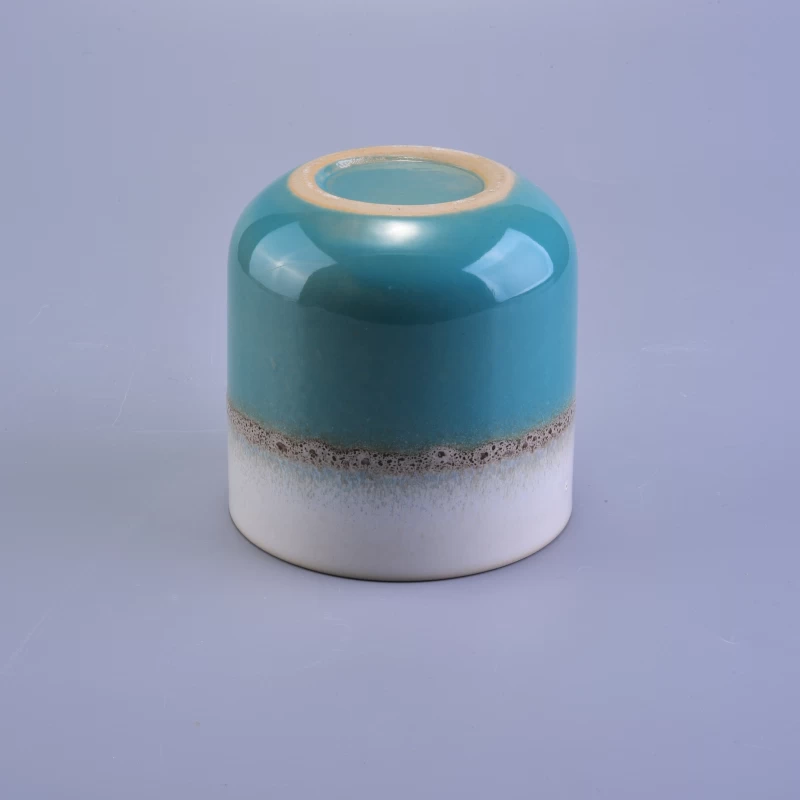 Decorative gradient color ceramic candle vessels