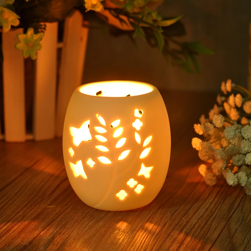 Hollowed-out ceramic candle holder