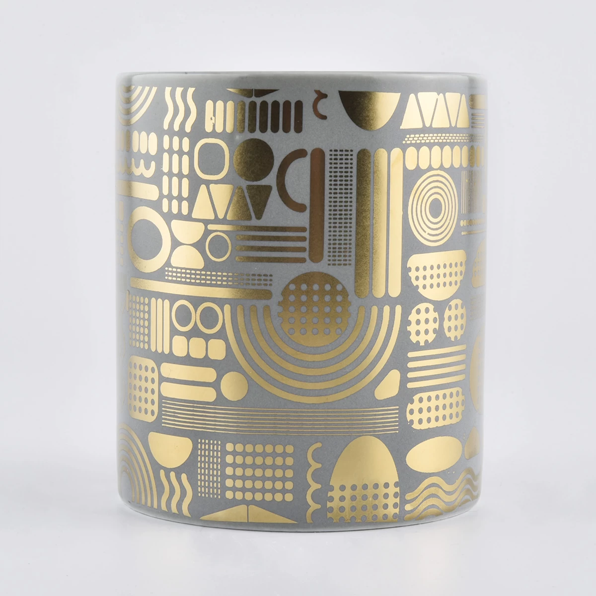 Luxury Matte Ceramic Candle Holder With Gold Printing