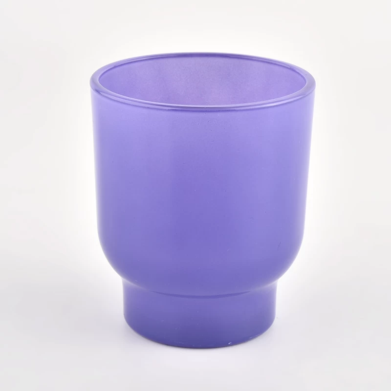 Hot sales 200ml cylinder purple glass candle holder wholesale