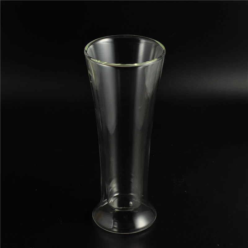 Doule wall glass drinking cup for juice double wall beer glass