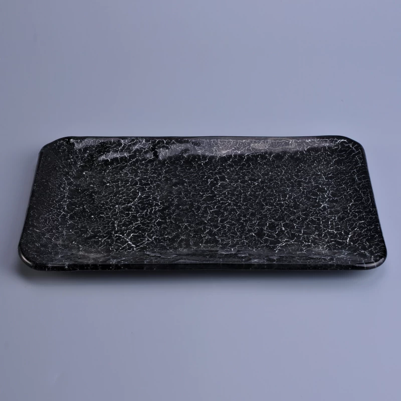 Big Black Stone Pattern Glass Plate