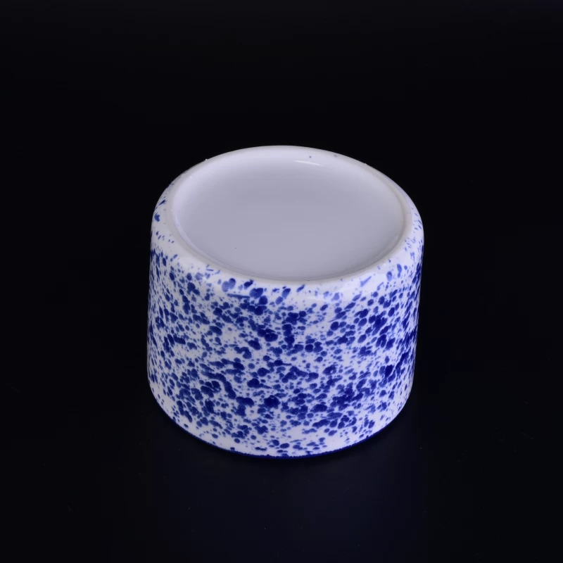 Home decorative blue pocking ceramic candle holders