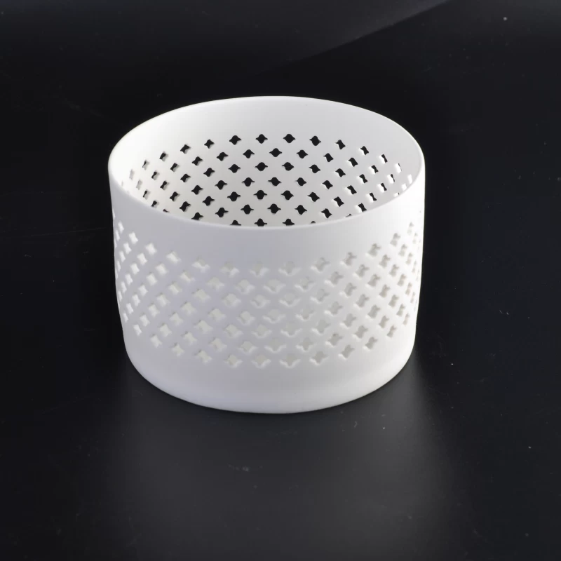 White Hollow- out Decorative Tealight Ceramic Candle Holder