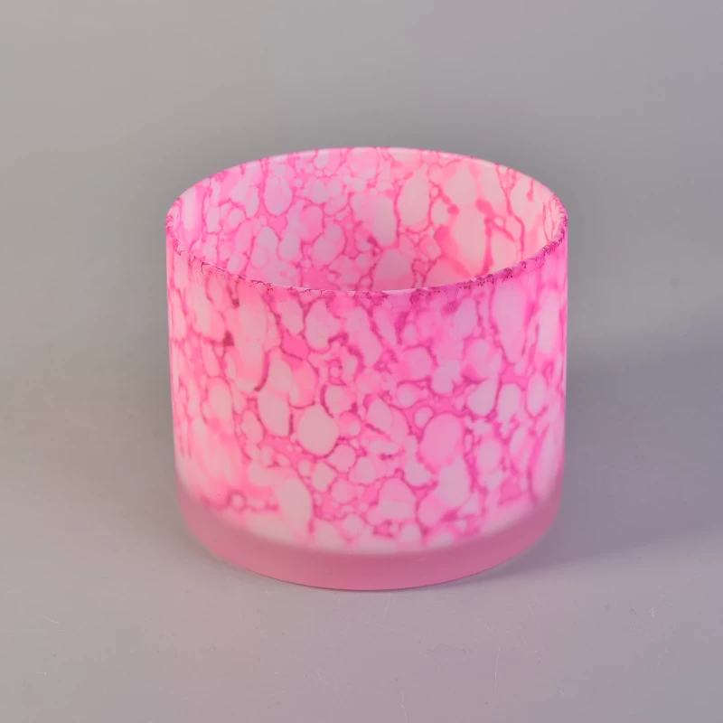 pink peach blossom effect 17oz glass candle holders