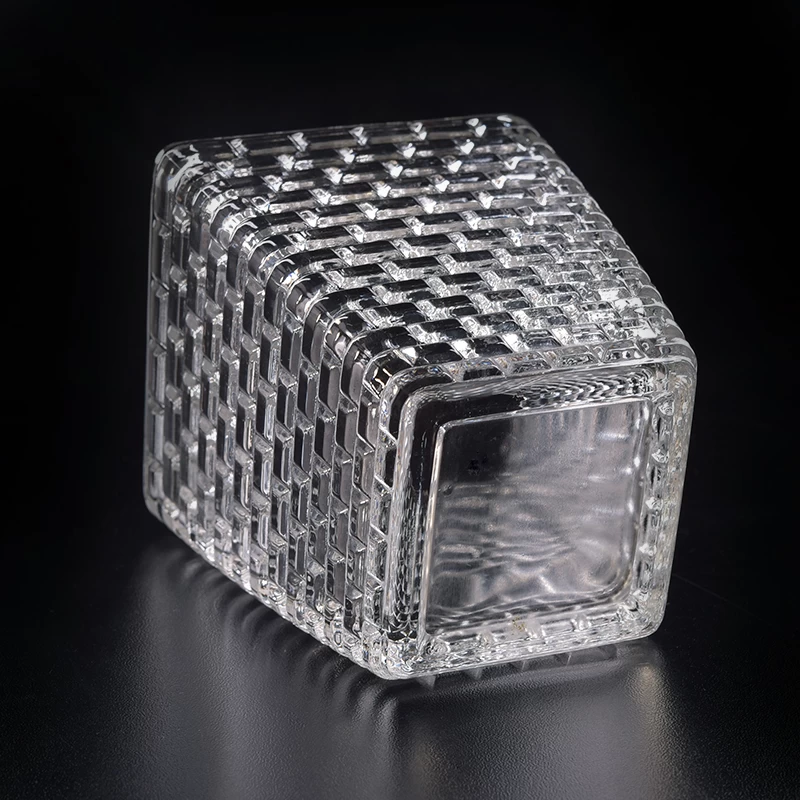 8 oz square glass candle holder
