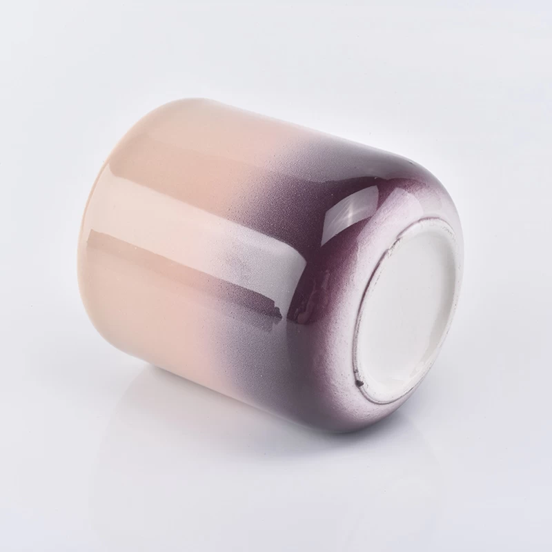 curved bottle pink glazed ceramic jar for candle making 