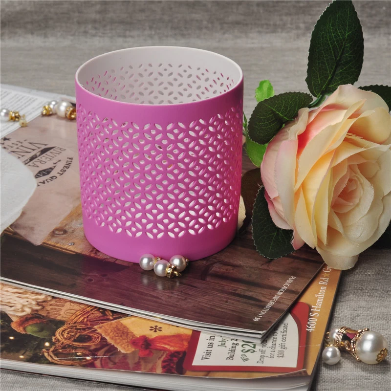Lovely Pink Heat Resistant Hollow Ceramic Candle Jar
