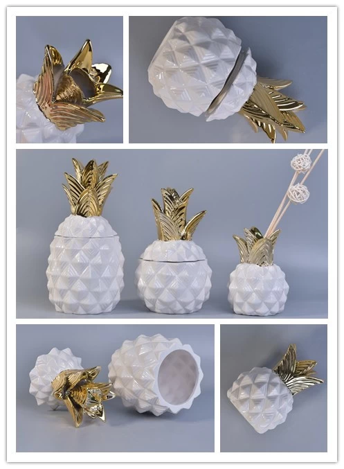 white pineapple ceramic candle 