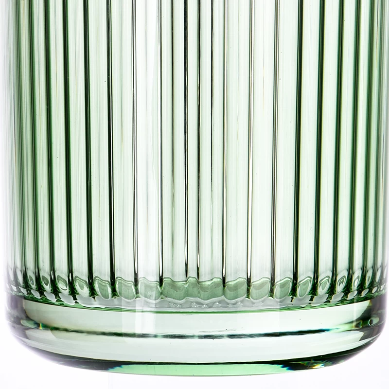 Customized green Glass Candle Vessel 440ml Vertical Glass Candle Jars