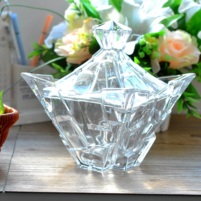 Wholesale glass candy jar with lid