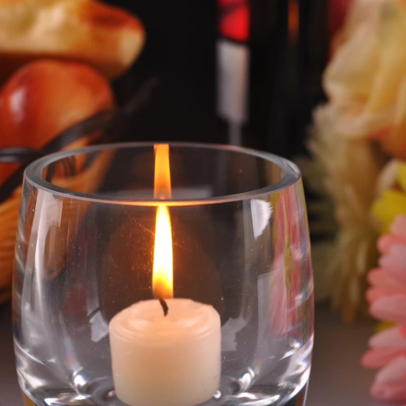 heavy bottom hand made glass candle holder