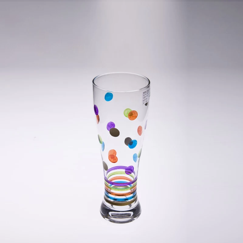 Tall lip hand painted beer cup glass