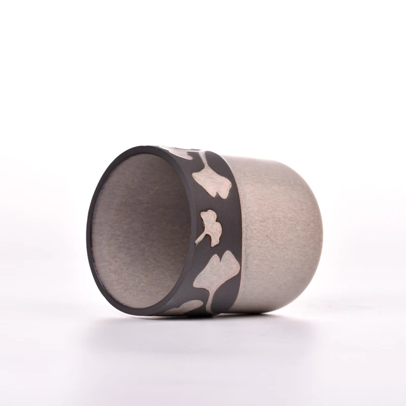 New 6oz 8oz ceramic candle vessels with petal design ceramic jars