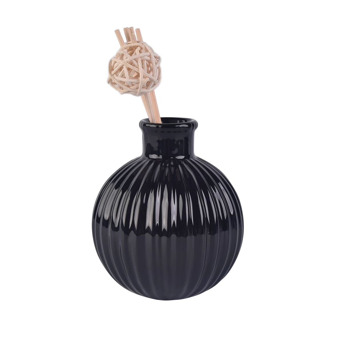 porcelana Botellas de difusor de cerámica glaseada de 8 oz negra fabricante