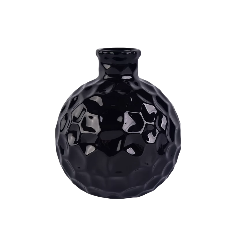 Botellas de difusor de cerámica glaseada de 8 oz negra
