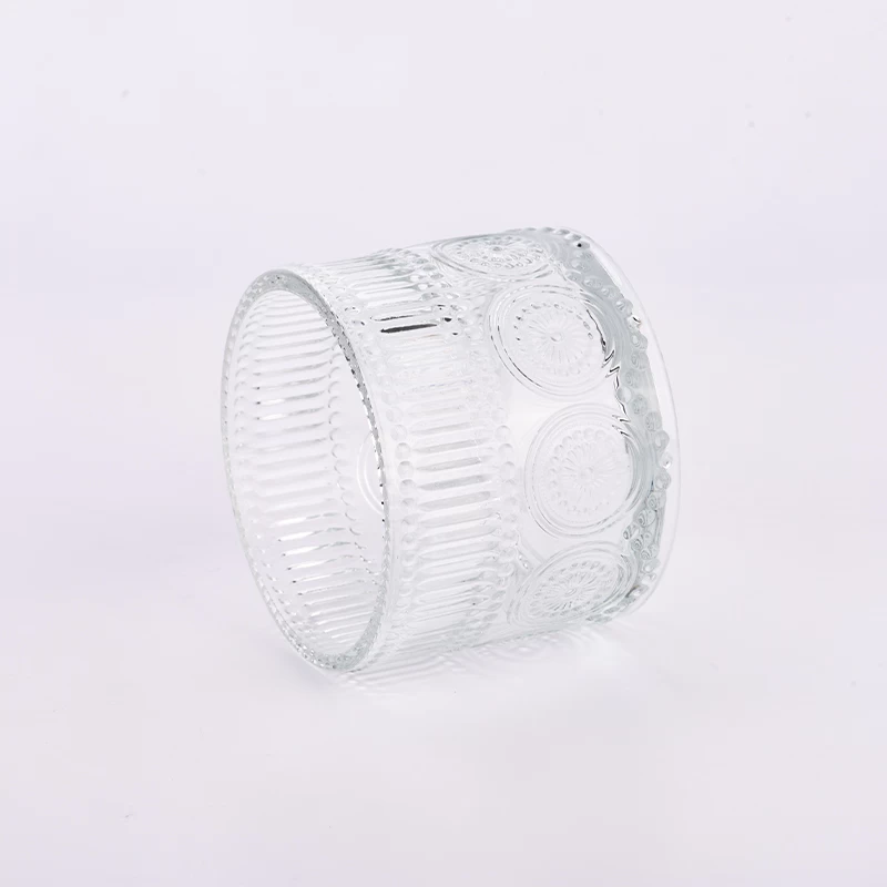 Luxury home custom clear glass candle jar with embossed logo for candle making