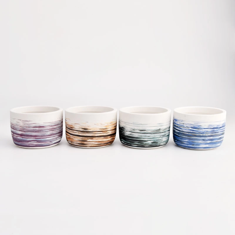 Popular Paint Color Empty Ceramic Candle Jar Wholesale