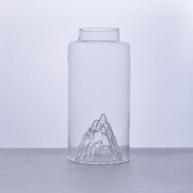 Unique large glass bottle with mountain design bottom