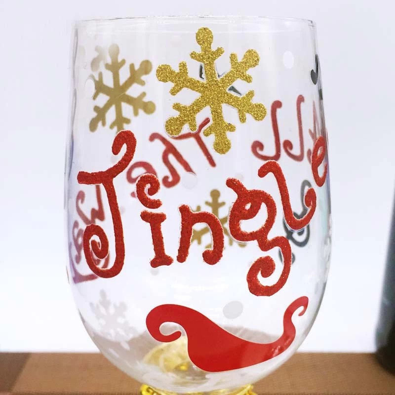 hand painted christmas tree wine glasses