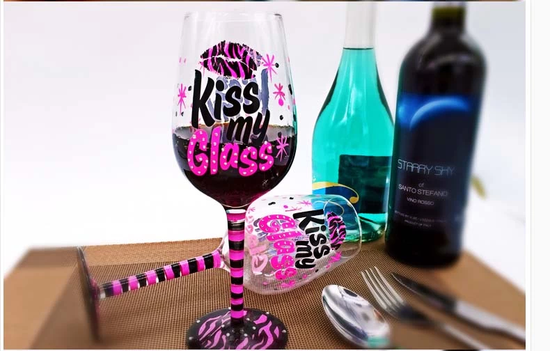  hand painted birthday wine glasses