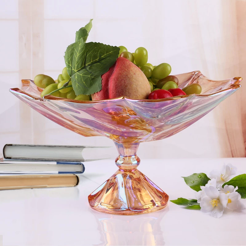Glass fruit plate for sale,  dessert  dried fruit glass dish wholesale