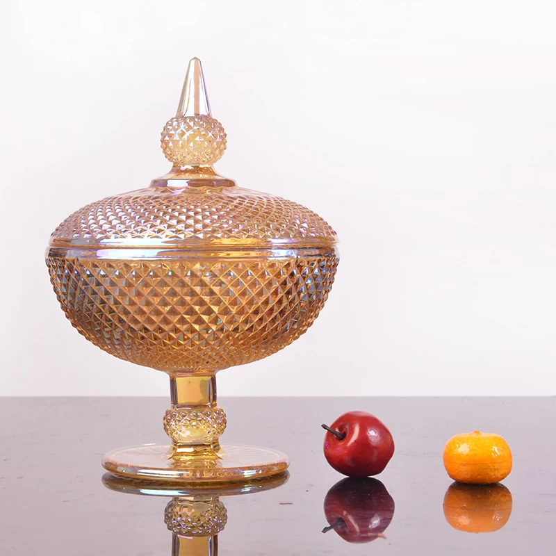 gold plated glass candy bowl